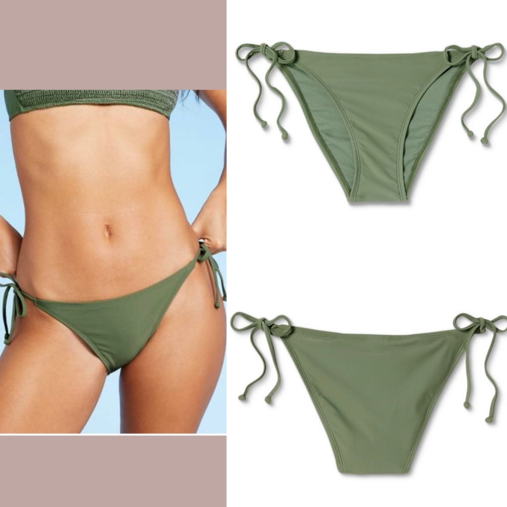 NWT Xhilaration‎ [ Medium 4-6 ] Cheeky String Bikini Bottom in Sage Green
